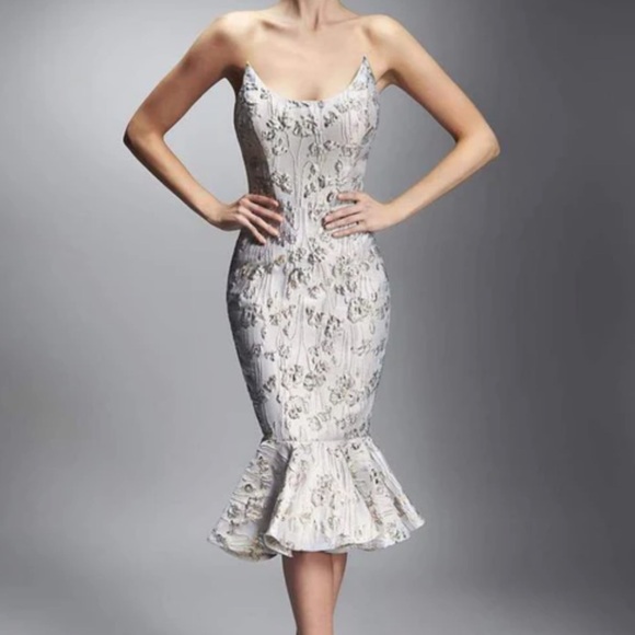 NWT Nicole Bakti 6880 Strapless Dress in Rose Gold Size 4 - Picture 4 of 6